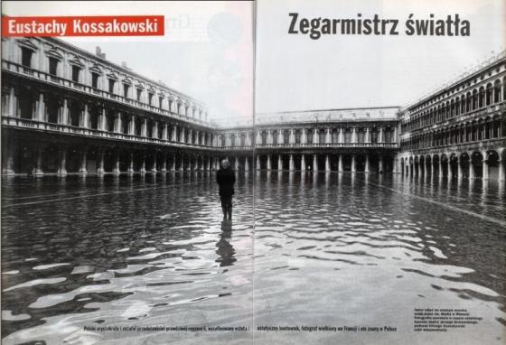 Rozkładówka z magazynu „Viva!”; artykuł A. Kaplińska, Eustachy Kossakowski. Zegarmistrz światła, „Viva!” 2000, nr 24 (99), fot.