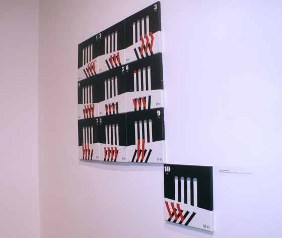 Tadeusz Moskała, "Permutacja pierwsza", 2007, poliptyk, akryl, płótno, 30 x 30 cm, 10 elementów