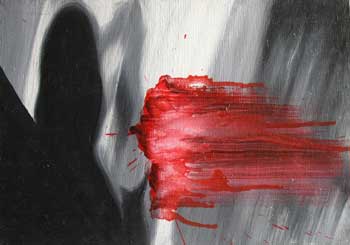 Dominik Jałowiński, Dziewczynka zombi zabijająca swoją matkę, płótno, olej, 38 x 27 cm, 2007; fot. BWA Wrocław - Galeria Awangar