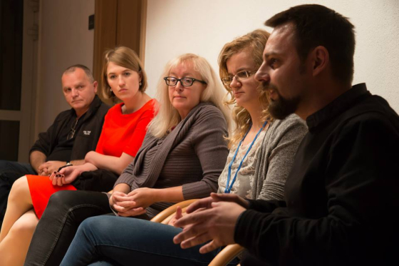 Panel dyskusyjny, od lewej: Roman Lewandowski, Dorota Łagodzka, Edyta Wolska, Karolina Plinta, Piotr Bernatowicz