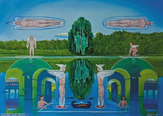 Erwin Sówka, „Mistyczny świat aniołów”, 2011, olej na płótnie, 50 70 cm, fot. Archiwum Galerii Bielskiej BWA