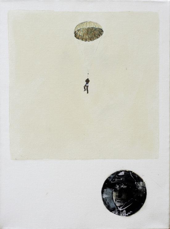 Bogusław Bachorczyk, Dziadek nigdy nie skakał, akryl, collage, 2009