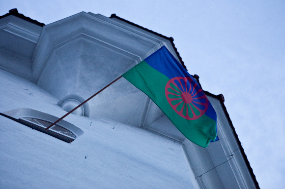 Romska flaga na Wieży Ciśnień