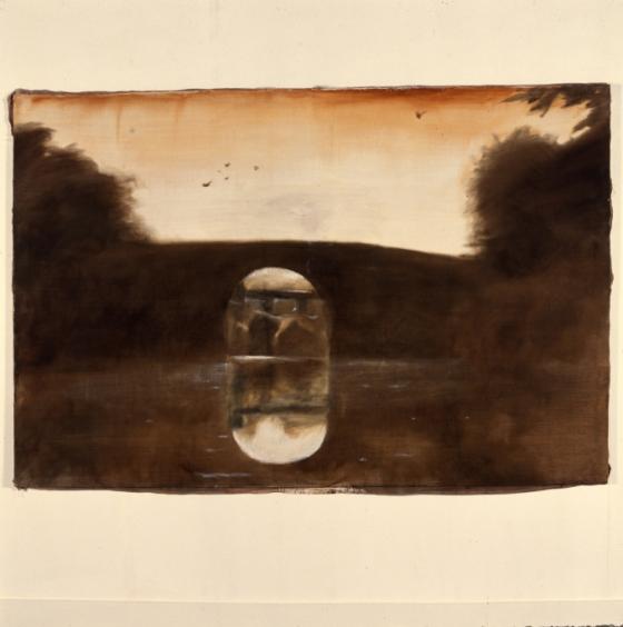 Ołeh Hołosij, „The Bridge”, 1992, oil on canvas, olej, 200 x 300 cm