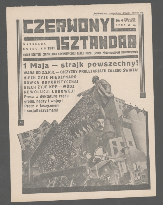 Teresa Żarnower, "Lenin, Liebknecht, Luksemburg", fotomontaż w czasopiśmie "Czerwony sztandar", 1931, n.1.