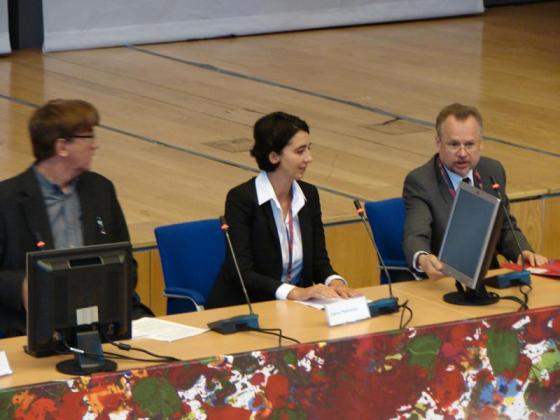 Sesja plenarna: Przestrzenie twórczości, od lewej: Roman Pawłowski, Joanna Mytkowska, Piotr Piotrowski