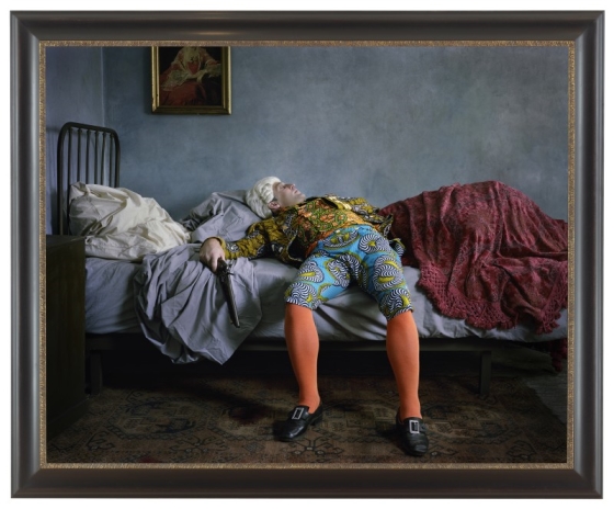 YINKA SHONIBARE, MBE; Fake Death Picture (The Suicide - Manet), 2011; digital chromogenic print: 58 1/2 x 71 1/4 inches © The Artist / Courtesy James Cohan Gallery, New York/Shanghai