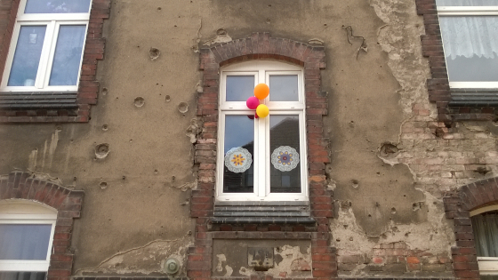 Wystawa w oknie w ramach działania Elżbiety Jabłońskiej, fot. Łukasz Łempicki
