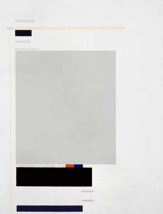 Jenny Holzer, “Header”, 2008, olej na płótnie, 147.3 x 111.8 cm; tekst: dokument rządowy USA.
Kolekcja Grażyny Kulczyk © 2008 Jenny Holzer, członek Artists Rights Society (ARS), NY
