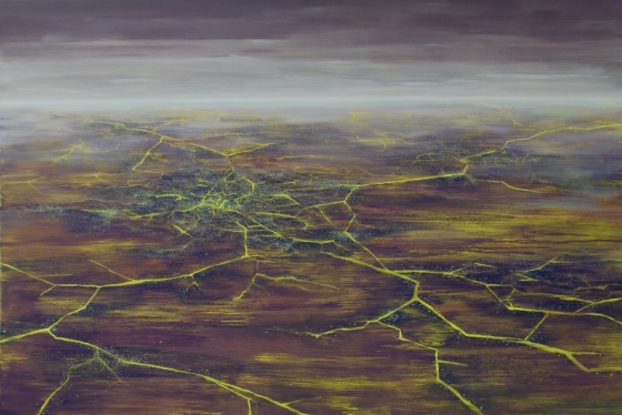 Juliusz Kosin, “Narośl po horyzont ludzka V”, olej na płótnie, 150 x 105 cm, 2013