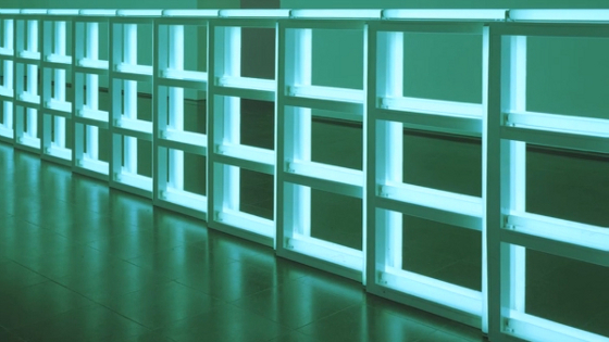 Dan Flavin, "Untitled (to you, Heiner, with Admiration and Affection)", 1973. Tubes fluorescents. New York, Dia Art Foundation.