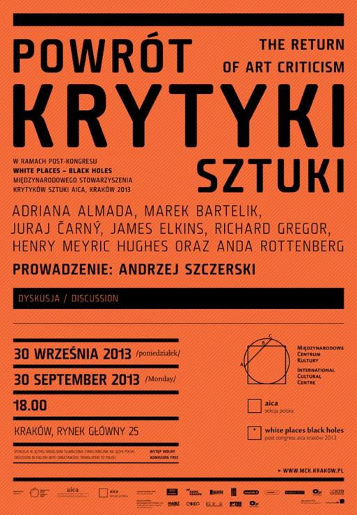 "Powrót krytyki”, Postkongres AICA, Międzynarodowe Centrum Kultury, Kraków