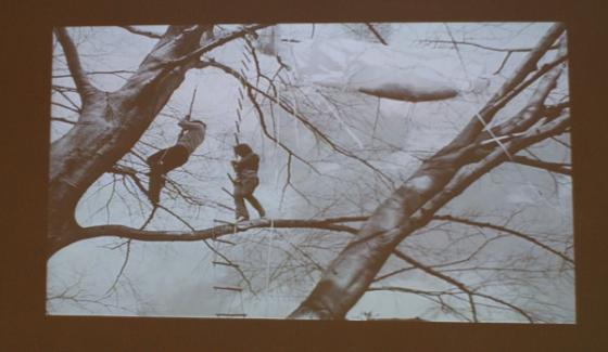 Gordon Matta - Clark, TREE DANCE, 16 mm film on video, b&w, silent, 1971