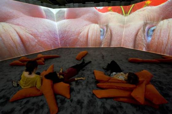 Pipilotti Rist: Eyeball Massage, Installation view at the Hayward Gallery., Lobe Of The Lung (2009). Photo Linda Nylind